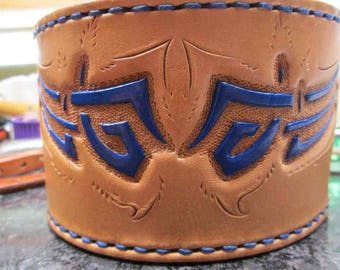 Handmade leather cuff bracelet, custom Norse cuff, leather bracelets, Celtic design tooling, handmade Celtic cuff