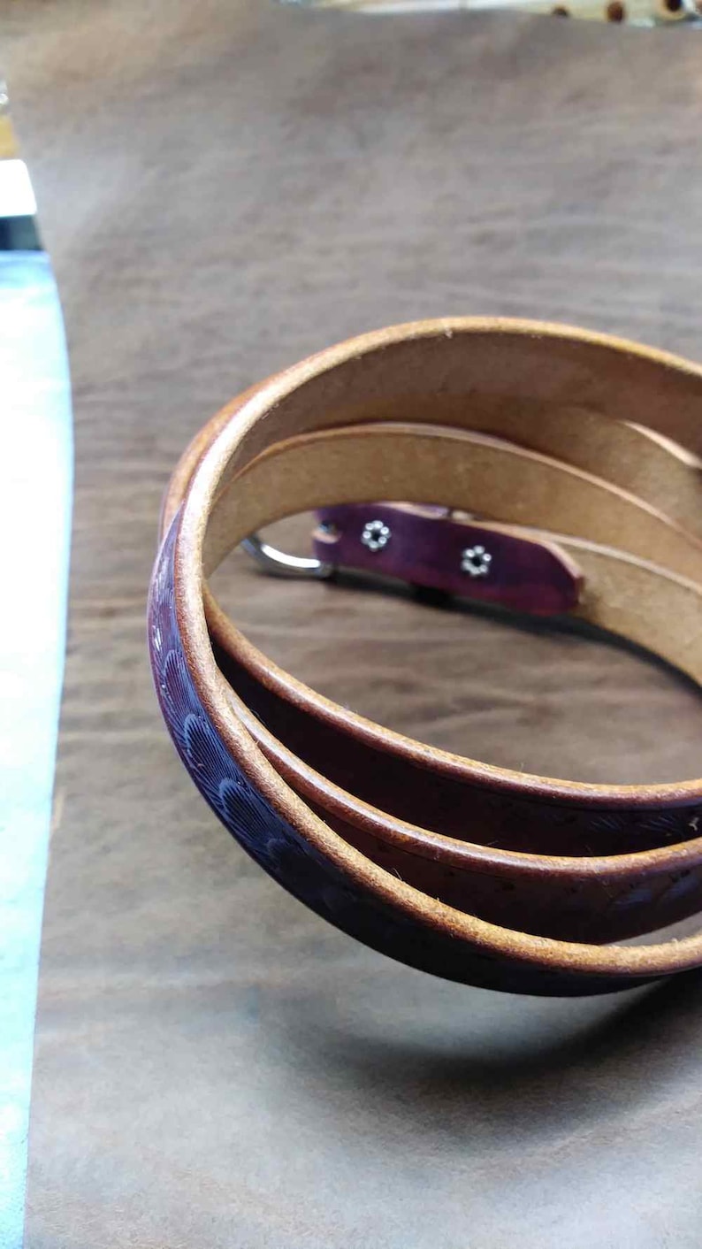 Leather belts purple belts thin leather belts violet belt skinny belts Mens belts scallop belt Women/'s belts