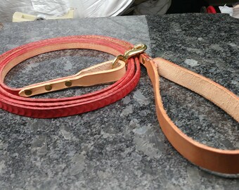 Handmade custom tooled red leather leash, training lead, extra long leather leash, training leash