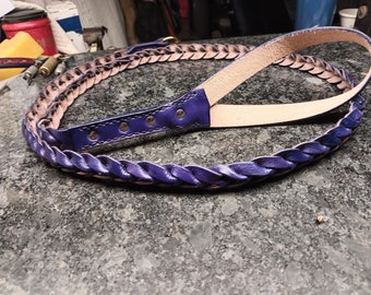 Custom braided leash, purple leather dog leash, 6' training leash, handmade show lead