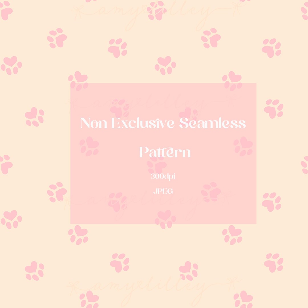Cute Puppies Paws Pattern - Seamless Pattern File for Fabric - Pink and ...