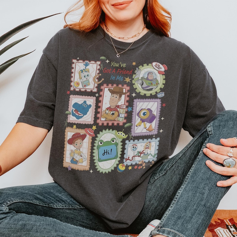 Camiseta "Tienes un amigo en mí" de Toy Story, camiseta de dibujos animados Toy Story DXF, camiseta con temática de la película Toy Story Pepper/Charcoal