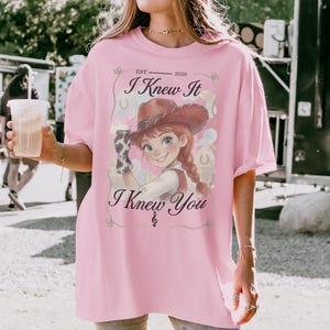 Watercolors TS Jessie Toy Story 5 Comfort Colors Shirt, Retro I Knew It I Knew You, Disneyland Toy Story Family Matching Tee Blossom/Light Pink