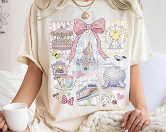 Retro Disney EPCOT Coquette Shirt, Disney World EPCOT Trip Tee, Disney Park Characters Shirt, Family Matching Disney Vacation Tee