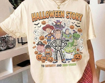 Vintage Disney Pixar Toy Story Halloween Comfort Color Shirt, Buzz Woody Jessie Rex 1995 Tee Toy Story Group Halloween Shirt WDW Family Trip