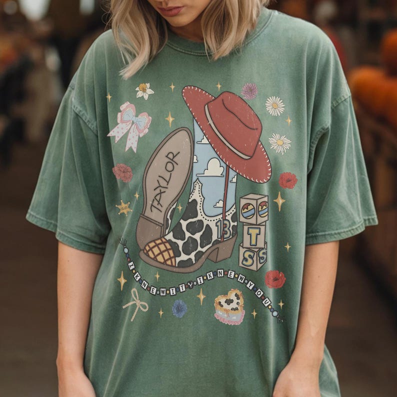 Vintage Tay Story Shirt, You're A Cowboy Like Me Shirt, Toy Story 5 Shirt, WDW Disneyland Family Vacation Trip Tee, Disney Pixar Fest Shirt Moss/Military Green