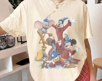 Vintage Wizard Mouse Shirt, Magical Cartoon Inspired Tee, Fantasy Character Graphic T-Shirt, Retro Magic Kingdom Unisex Tee
