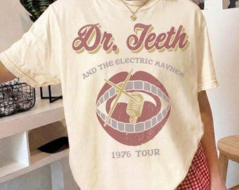 Retro Disney The Muppets Dr. Teeth & The Electric Mayhem 1976 Tour T-Shirt, The Muppets Show Matching Tee, WDW Disneyland Family Trip Shirt