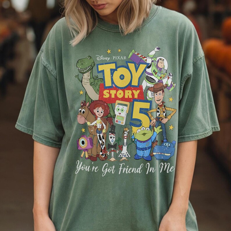 Vintage Toy Story Signatures Comfort Colors Shirt, Retro 1928 Youve Got A Friend In Me Tee, Disneyland WDW Family Matching Vacation Gift Moss/Military Green