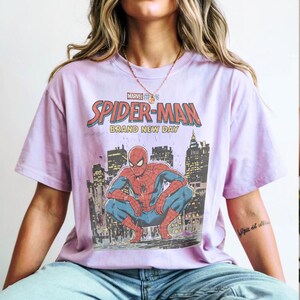 Vintage Spider-Man Brand New Day T-Shirt, Spiderman Marvel T-shirt, Tom Holland Spidey Tee, MCU Avengers Spiderman Shirt, Superhero Tee Orchid (Comfort)