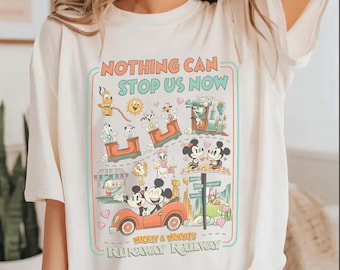 Vintage Nothing Can Stop Us Now Mickey & Minnie's Runaway Railway shirt, Disney Ride Shirt, WDW Magic Kingdom Family Vacation Trip 2026 Tee