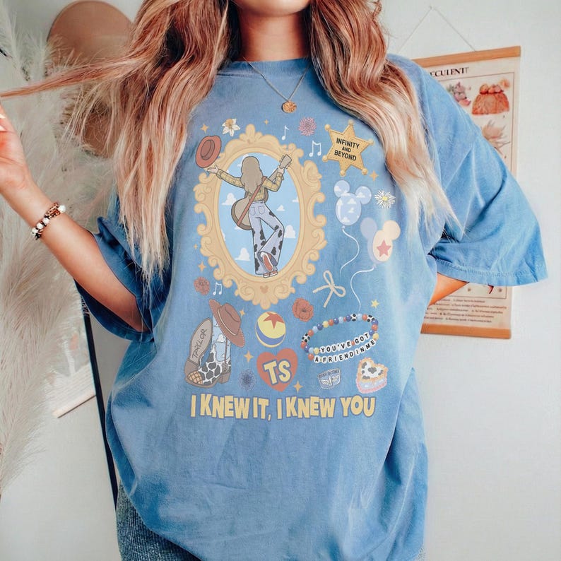 Retro I Knew It I Knew You Were Turning 5 Shirt, Swifts and Toy Story 5 Shirt, Disneyland Swifts Toy Story 5 Birthday,Toy Story Birthday tee Blue Jean (Comfort)