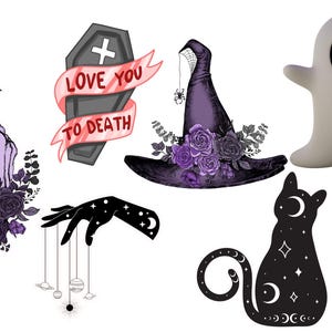 Gothic and Spooky Sticker Pack - 10 Creepy Cute, Witchy, Halloween, Occult, Dark Academia, Laptop & Journal Stickers