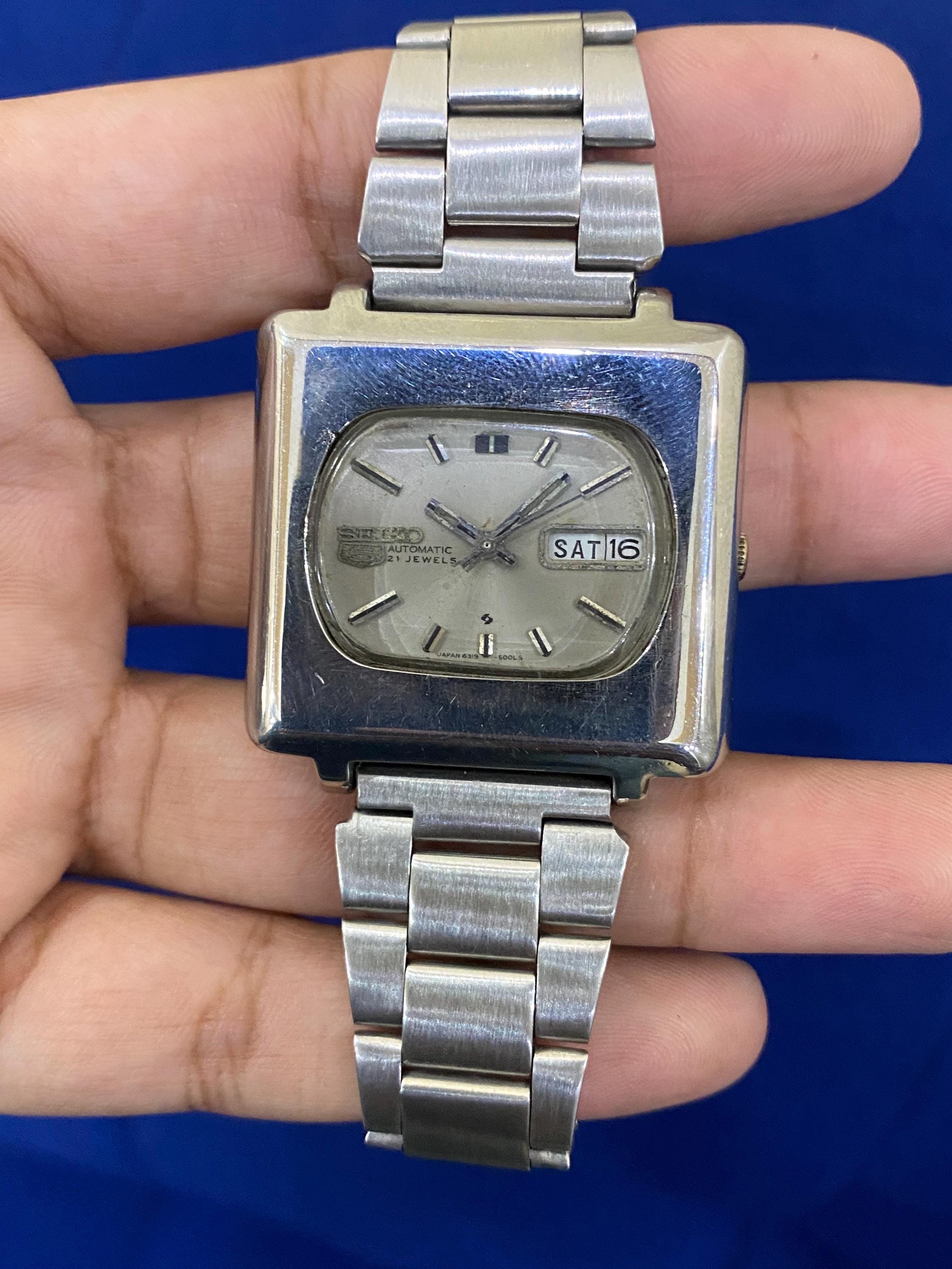 Vintage Rare SEIKO 5 Automatic TV Shape Model 6319-5000 A Day/date