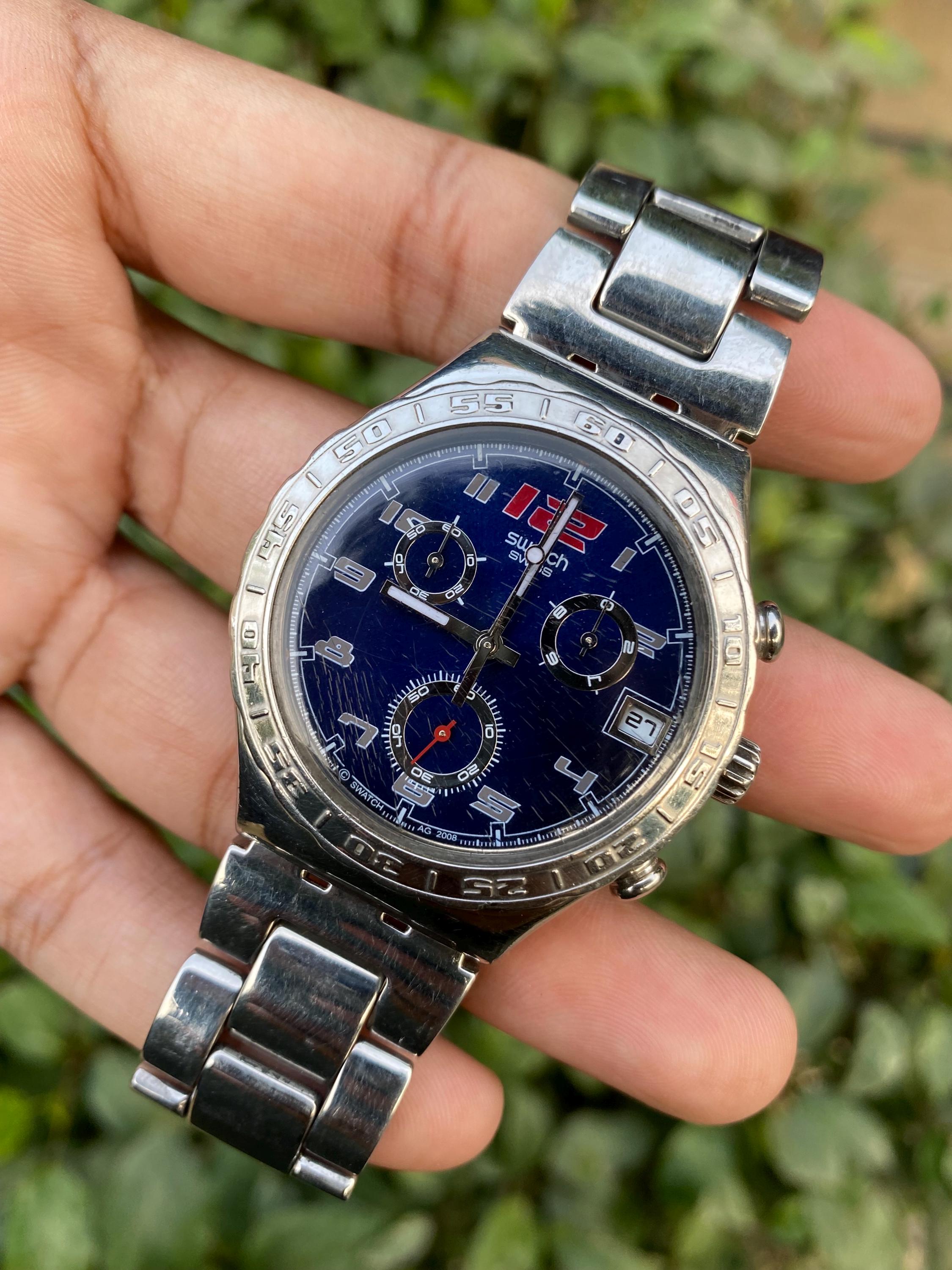 Vintage Rare Swatch Irony Spymaker Chrono Blue Dial (model YCS517G