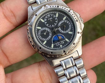 Vintage Rare 80's, Carib Alba by Seiko Triple Calendar Moon Phase