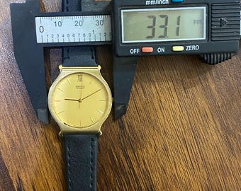 Vintage Rare July 1987, Classic Slim Seiko Quartz Golden Dial 5Y31