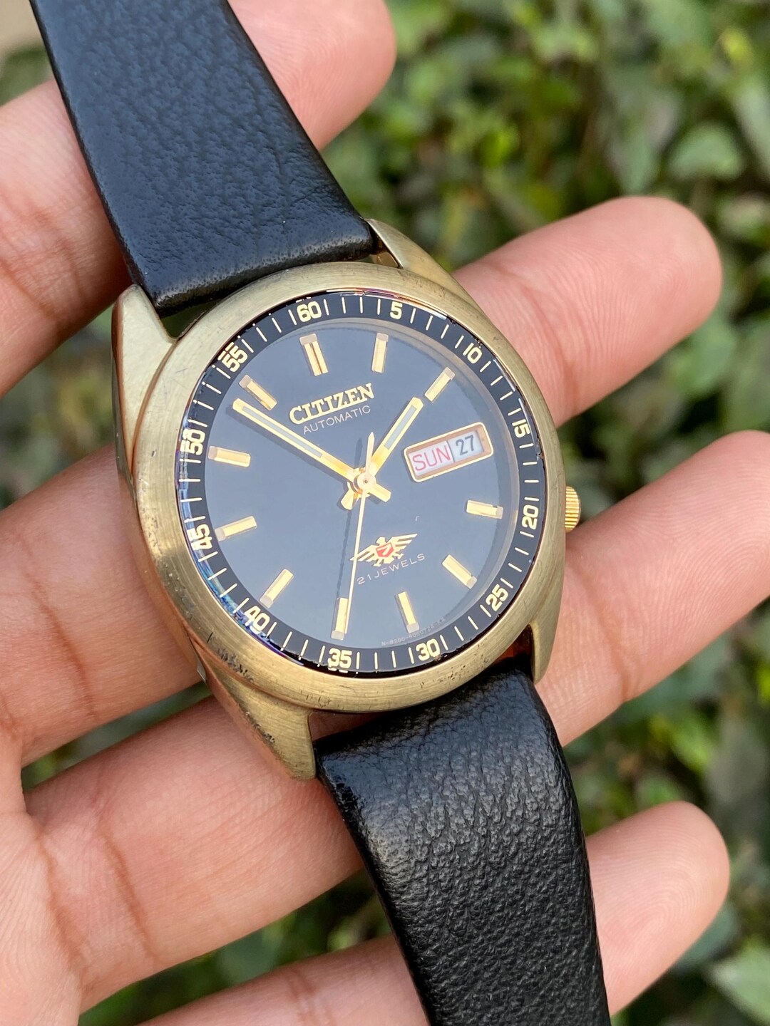 稼働　ヴィンテージ　CITIZEN　腕時計　オーバル　ゴールド Vintage Rare CITIZEN 7 Eagle Automatic Golden Day/date 4-S024048