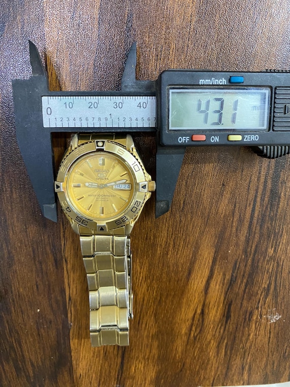 Big Size Seiko 5 Sports Automatic 7s36-00y0 Day/date Gold Plated