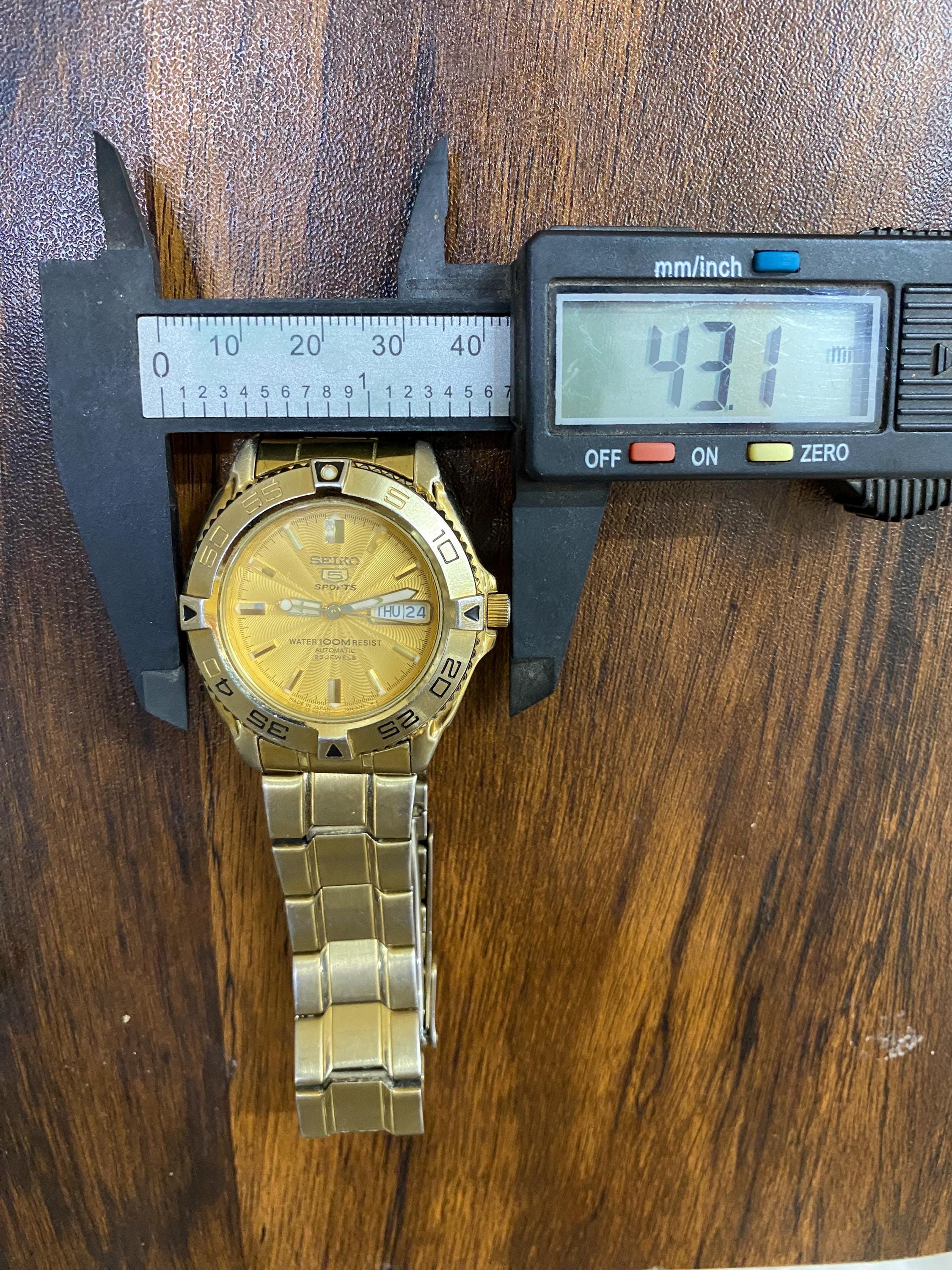 Big Size Seiko 5 Sports Automatic 7s36-00y0 Day/date Gold Plated