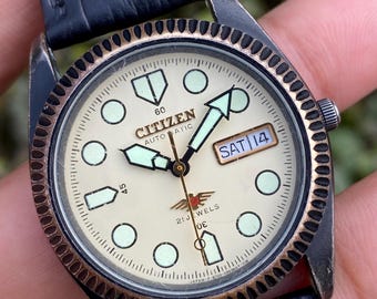 Vintage Citizen Eagle 7 Automatic Watch, Two-tone Fluted Bezel
