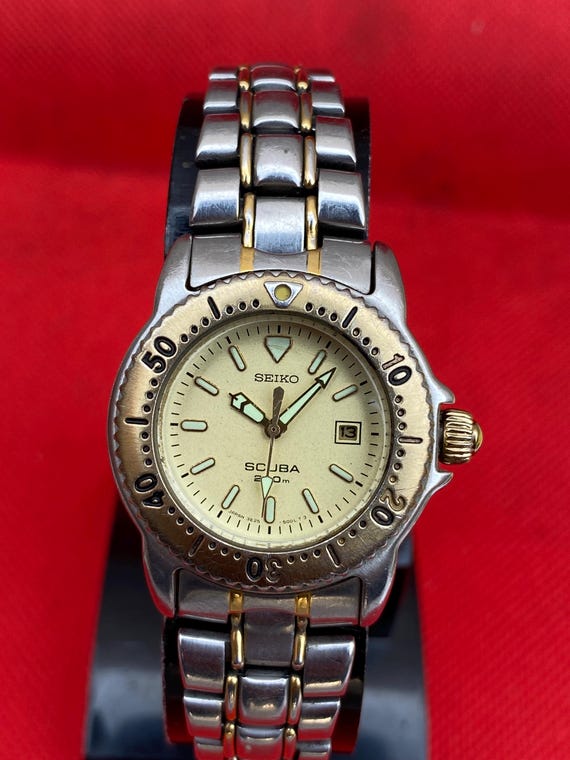 Vintage Rare SEIKO SCUBA Diver 200m 3E25-2010 A0 Two Tone