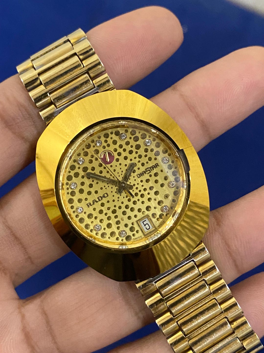 稼働 RADO DIASTAR 腕時計 超型ベゼル ゴールド メンズ 2971 メンズ 稼働 RADO DIASTAR 腕時計 超型ベゼル ゴールド メンズ 2971
