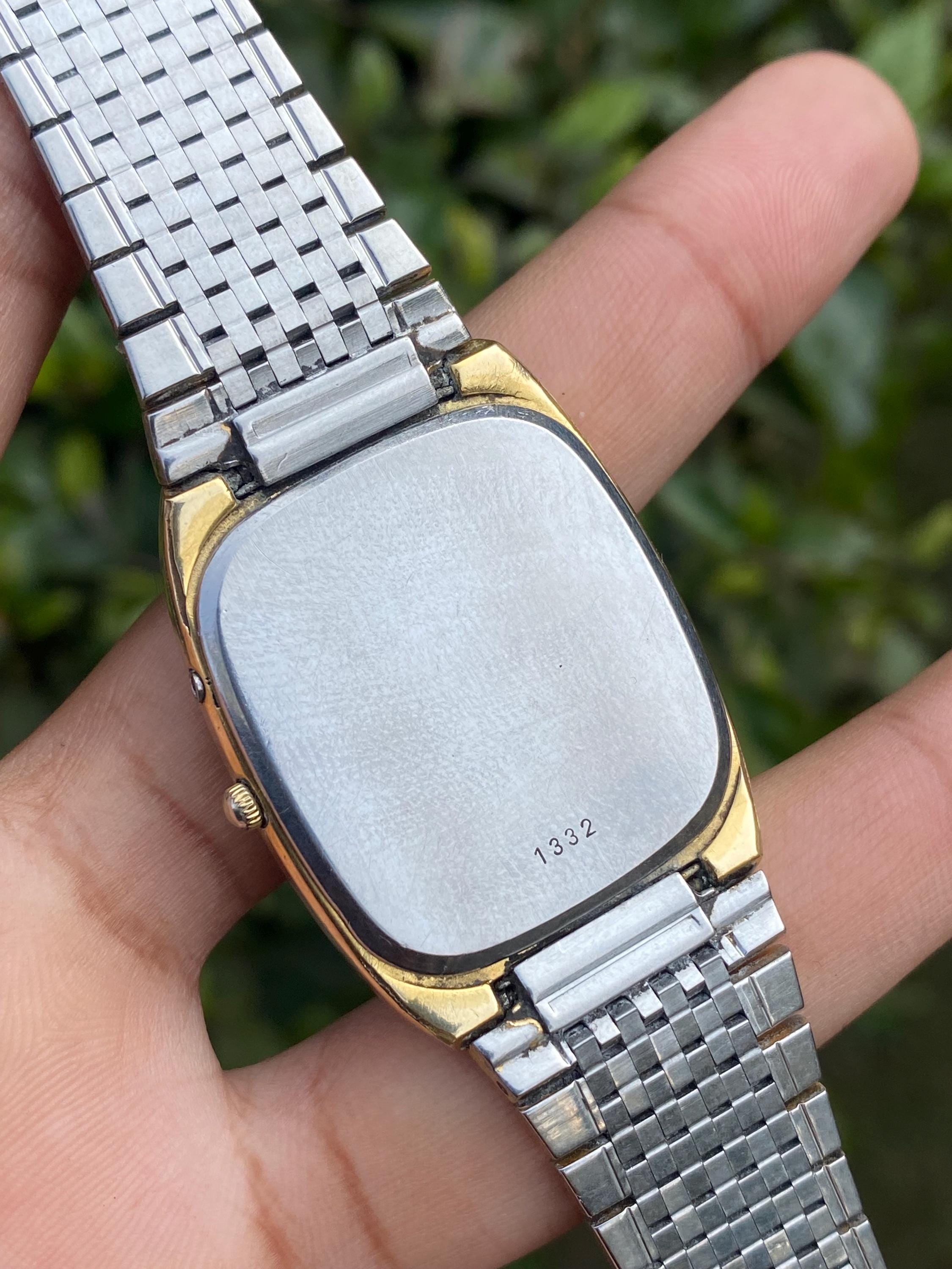 Vintage Rare Omega Deville Tank Shape Quartz Cal. 1332 Gold Plated