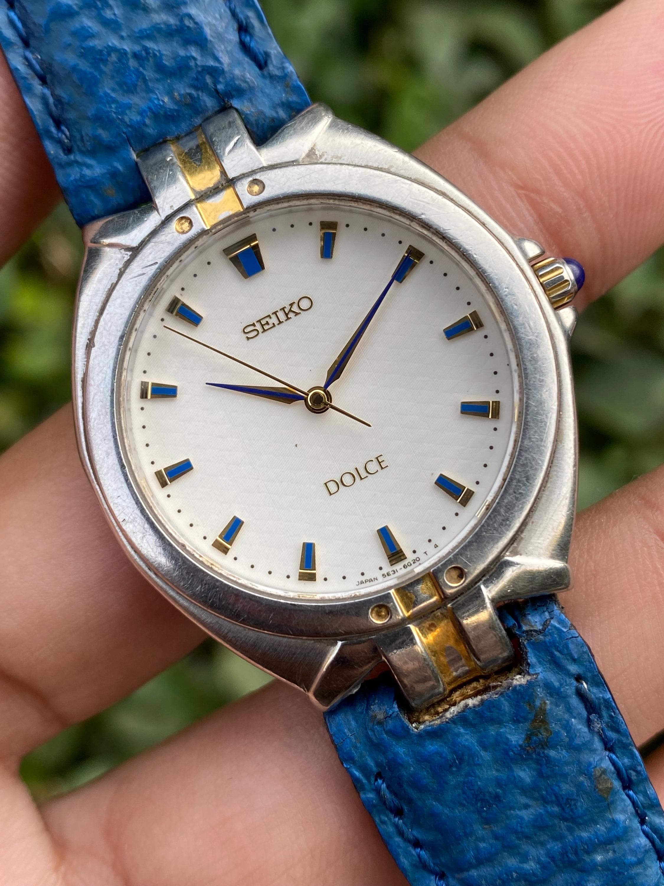 Vintage Rare Feb 1987, Dress Seiko Dolce Blue&white Dial Quartz