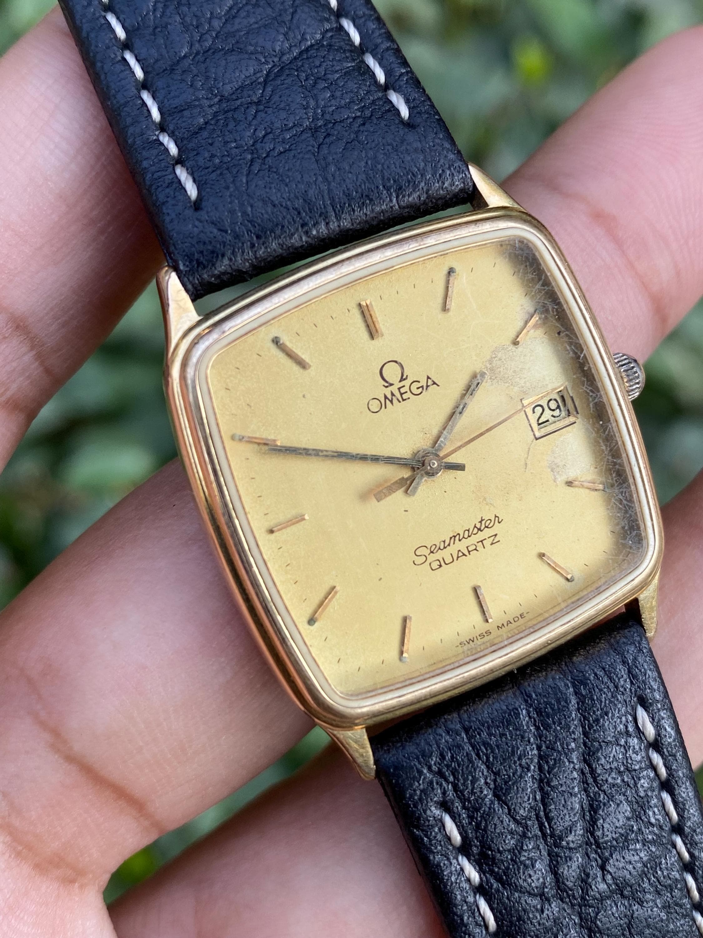 よ*じ様 OMEGA Seamaster Quartz 1960264 腕時計 Vintage Rare Omega Seamaster Quartz 196 0264 Square Model Date