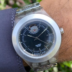 Vintage Swatch Diaphane SVDK1001 Irony Automatic Openheart Storformat Urverk Nr ETA 2842 21 Juveler Schweiziskt Armbandsur för Herr