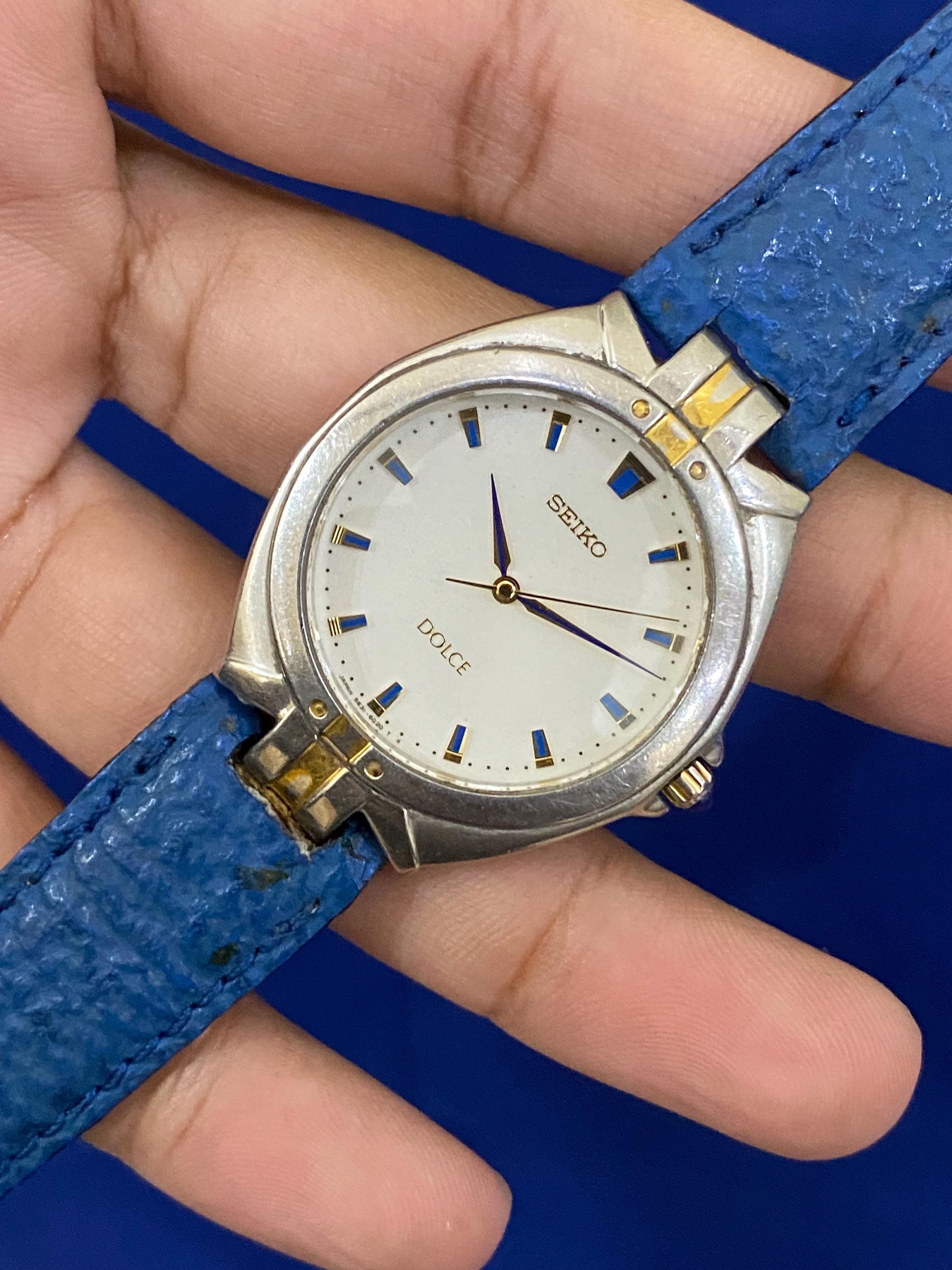 Vintage Rare Feb 1987, Dress Seiko Dolce Blue&white Dial Quartz