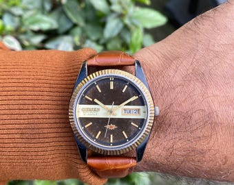 Vintage Rare CITIZEN 7 Eagle Automatic Black Day/date 4-039149 HSE