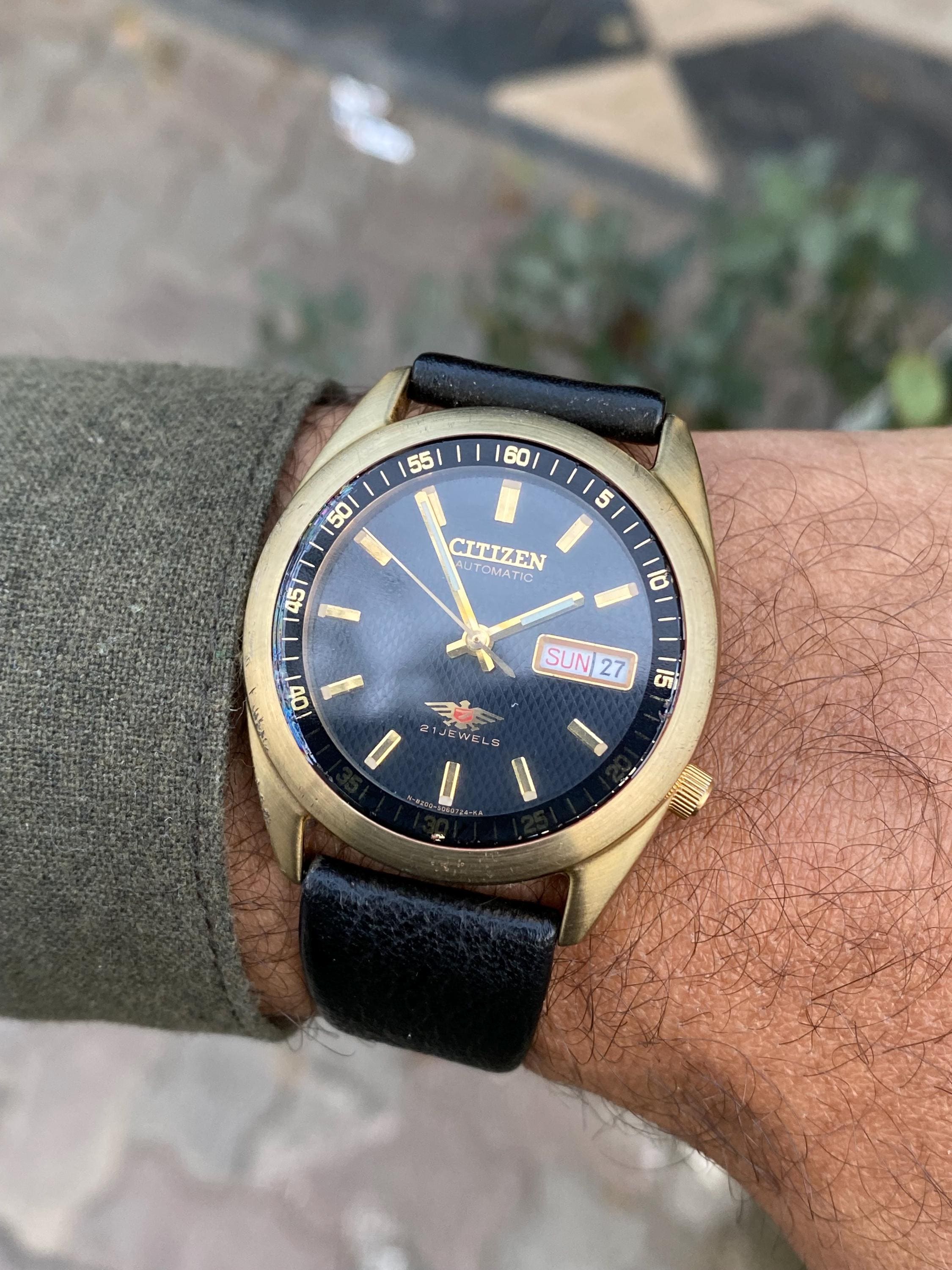 Vintage Rare CITIZEN 7 Eagle Automatic Golden Day/date 4-S024048