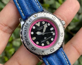 Reloj de pulsera vintage Citizen 200 m Diver Promaster Quartz 6038-06382 TA con bisel giratorio para hombre, años 80, fabricado en Japón.
