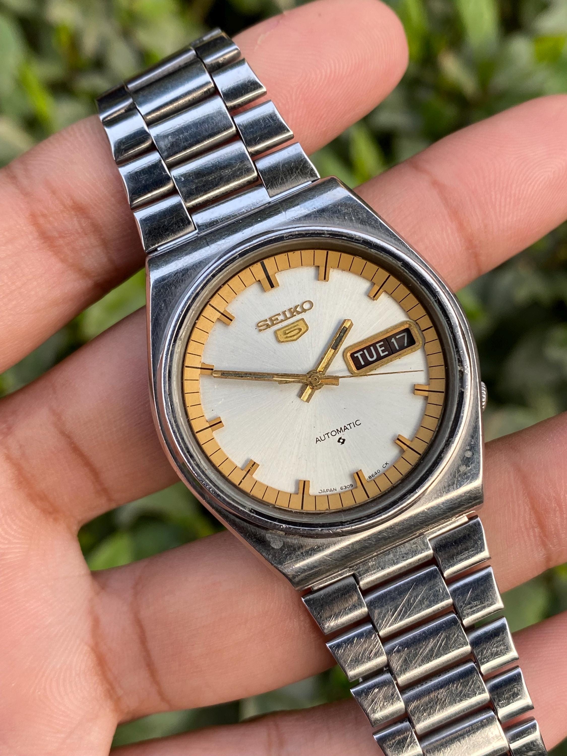 Vintage Rare Seiko 5 Automatic 6309-6240 Day/date White Dial