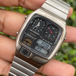 Vintage Rare Citizen Ana-digi Temp Quartz 8982-089545 K Black Dial