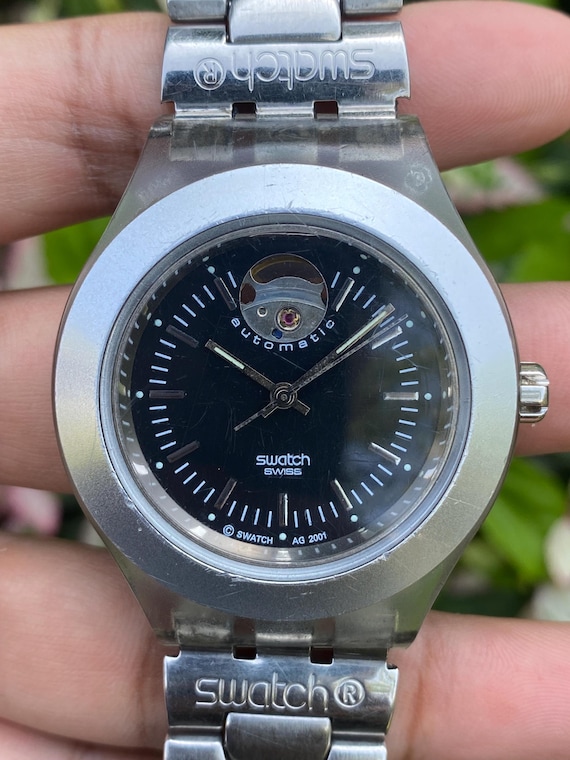 Vintage Swatch Diaphane SVDK1001 Irony Automatic Openheart Big Size Movement No. ETA 2842 21 Jewels Swiss Wristwatch for Men's View 4