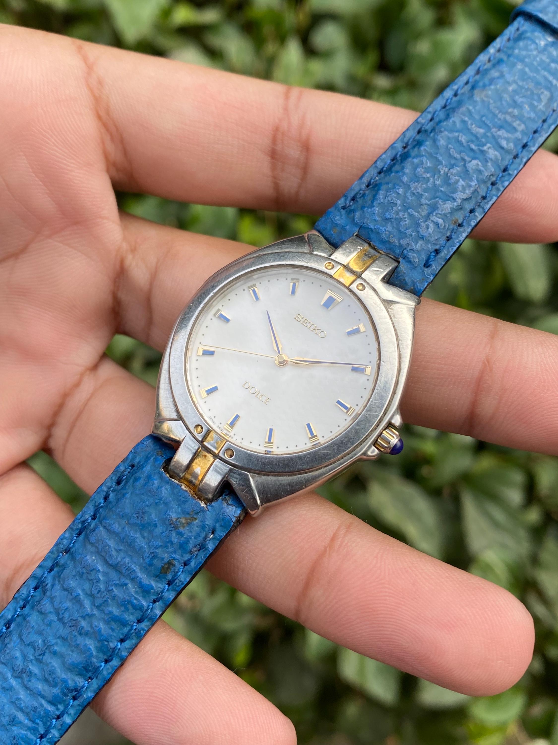 Vintage Rare Feb 1987, Dress Seiko Dolce Blue&white Dial Quartz