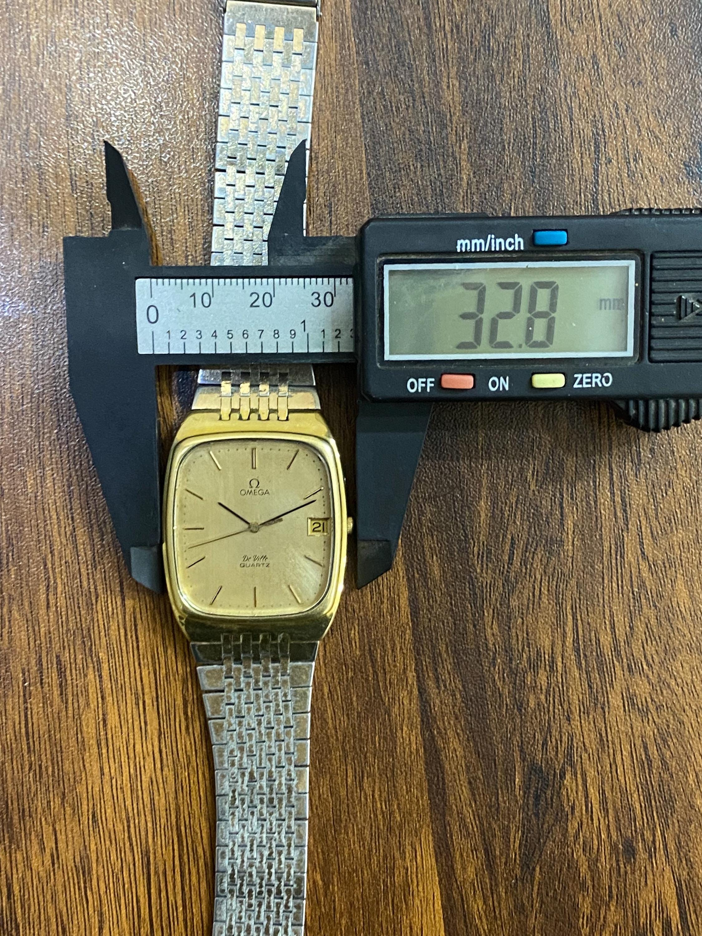 Vintage Rare Omega Deville Tank Shape Quartz Cal. 1332 Gold Plated 