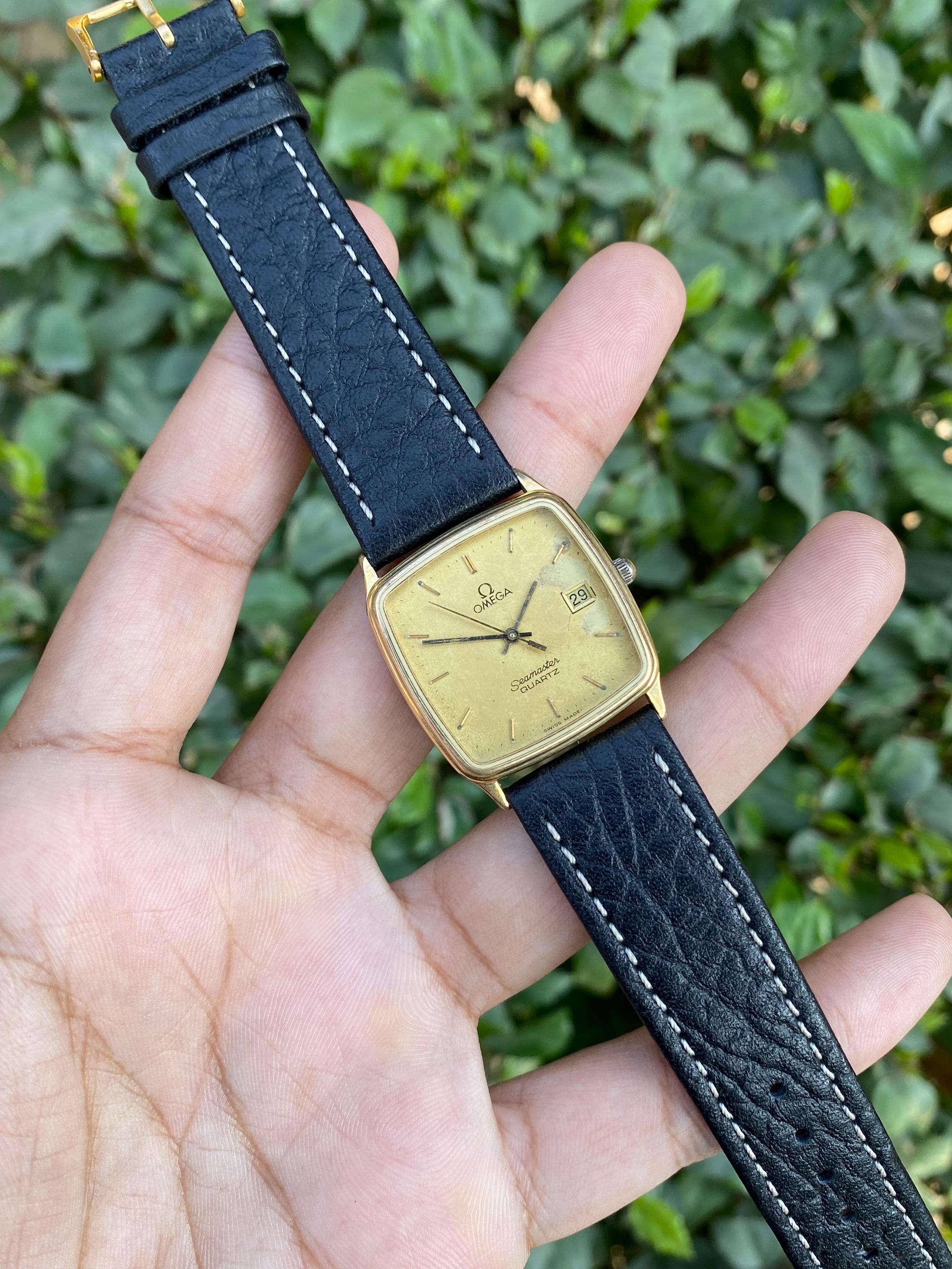 Vintage Rare Omega Seamaster Quartz 196 0264 Square Model Date
