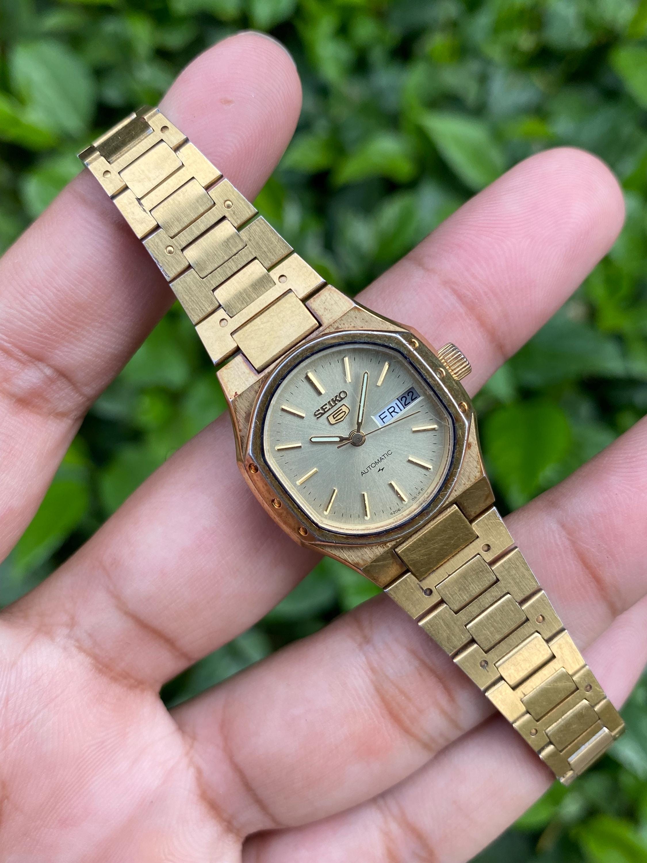 Vintage Dec 1982, Seiko 5 Automatic 4206-5249 Day/date Gold Plated