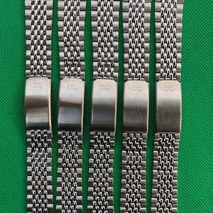 Vintage Rare New Stock Lot von 5 Unbranded Beads of Rice 17 mm Curved Endlinks aus Edelstahl für Herrenarmbanduhren