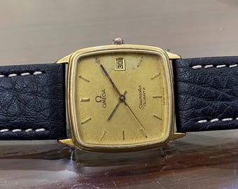 Vintage Rare Omega Seamaster Quartz 196 0264 Square Model Date
