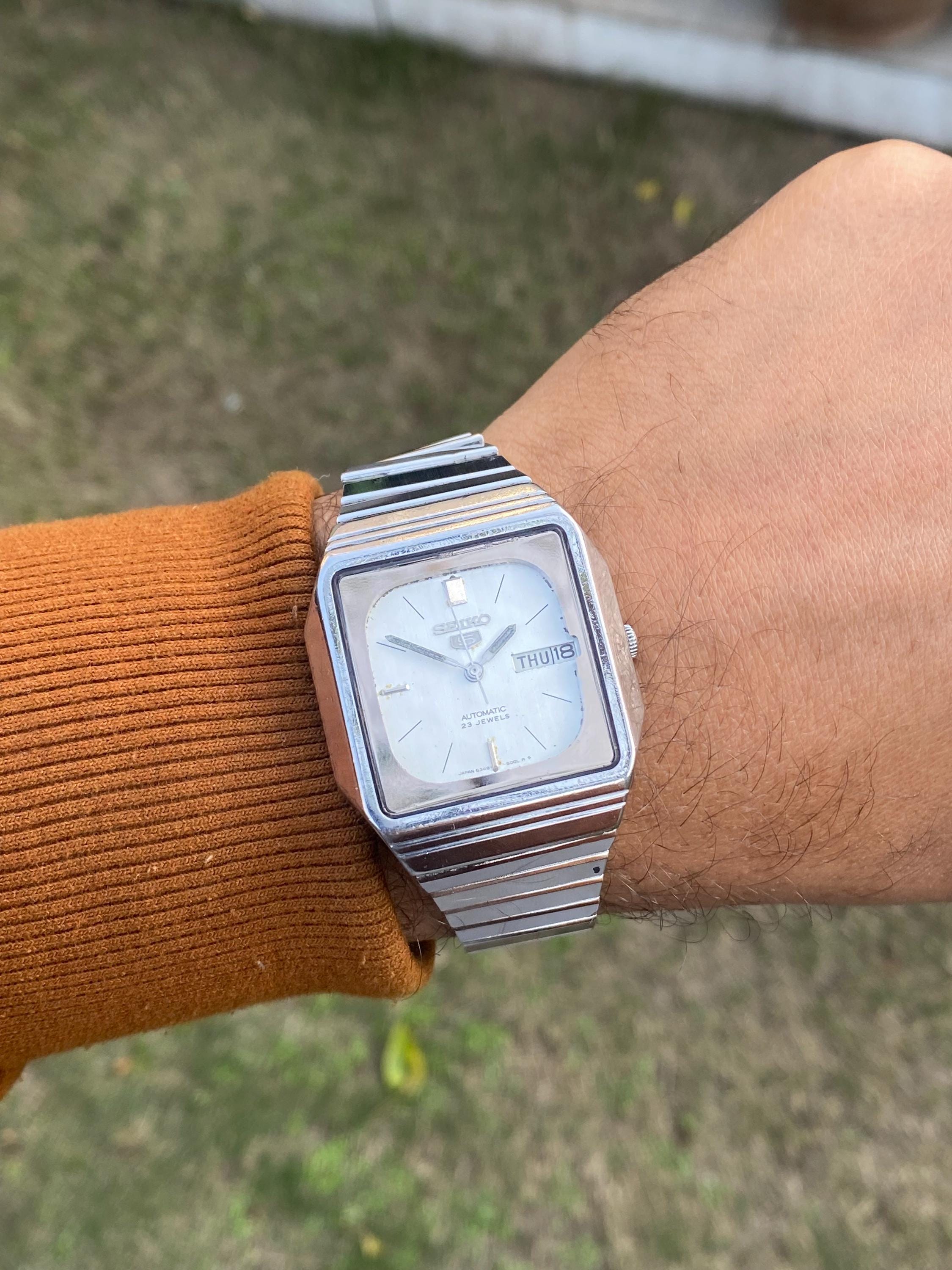 Vintage Rare Seiko 5 Automatic 6349-5000 A6 Day/date TV Shape