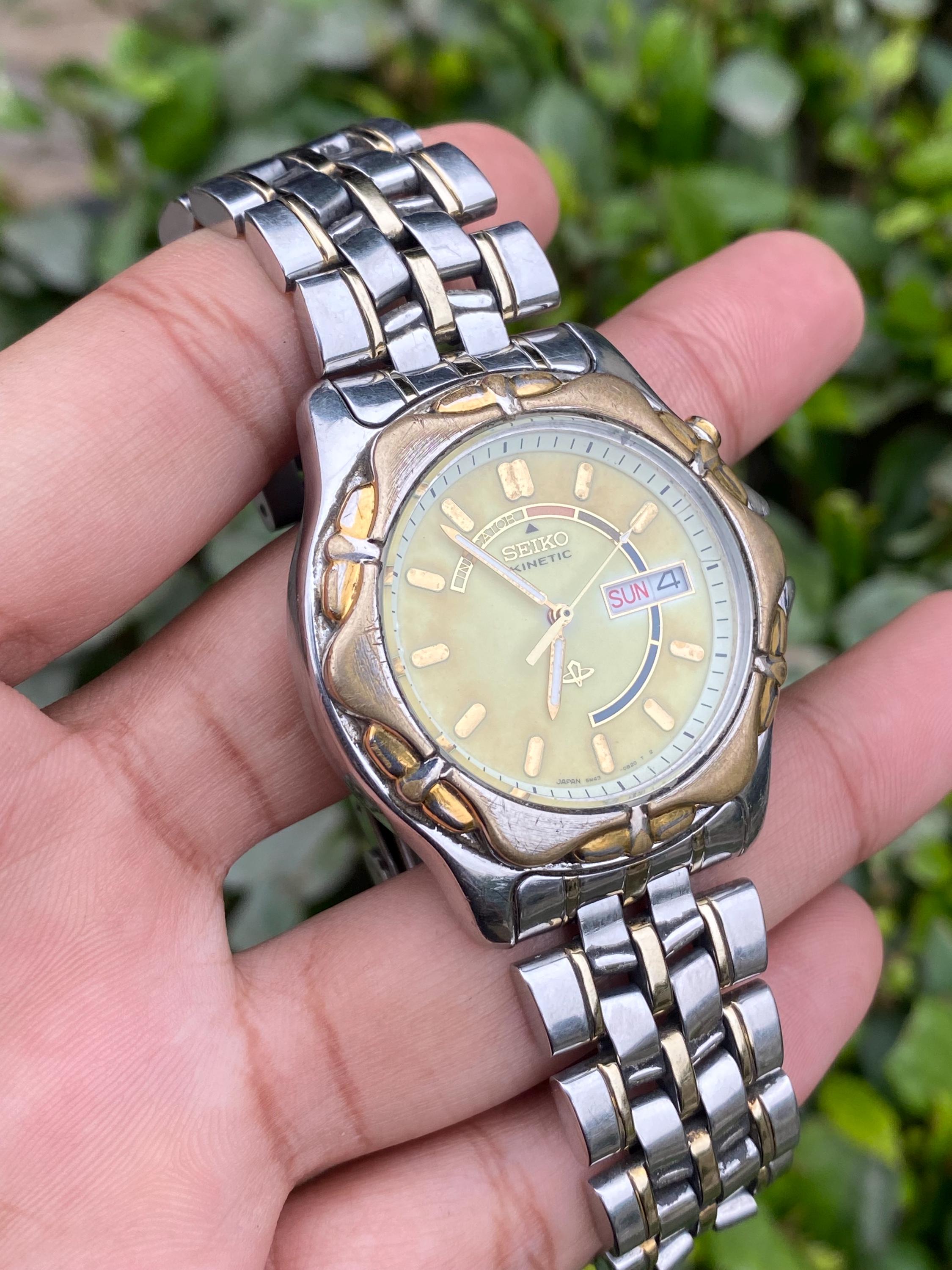Vintage Rare SEIKO Kinetic Two Tone Full Luminous Dial 5M43-0A80