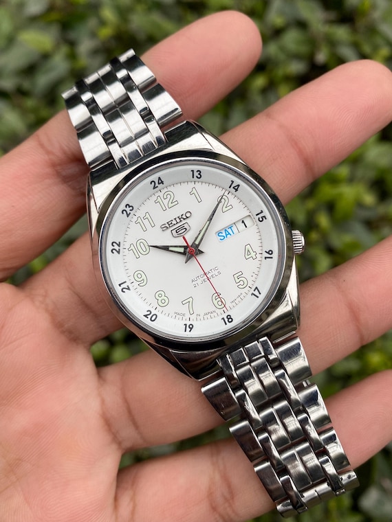 Vintage 90s Authentic SEIKO 5 Automatic SNK579J1 Railway Time 7s26