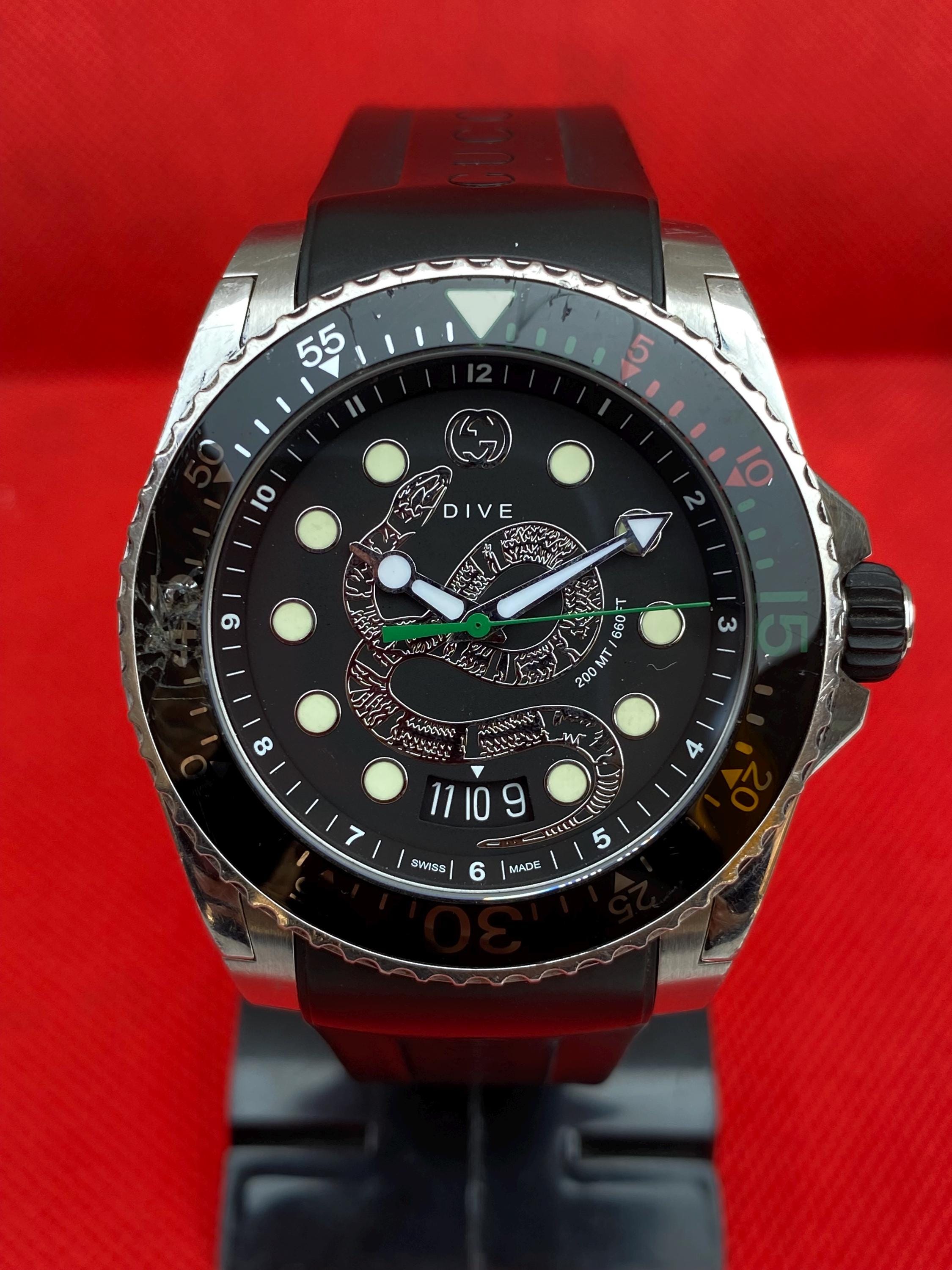 Vintage Rare Gucci Dive Snake Quartz 136.2 Rotating Bezel Diver 20
