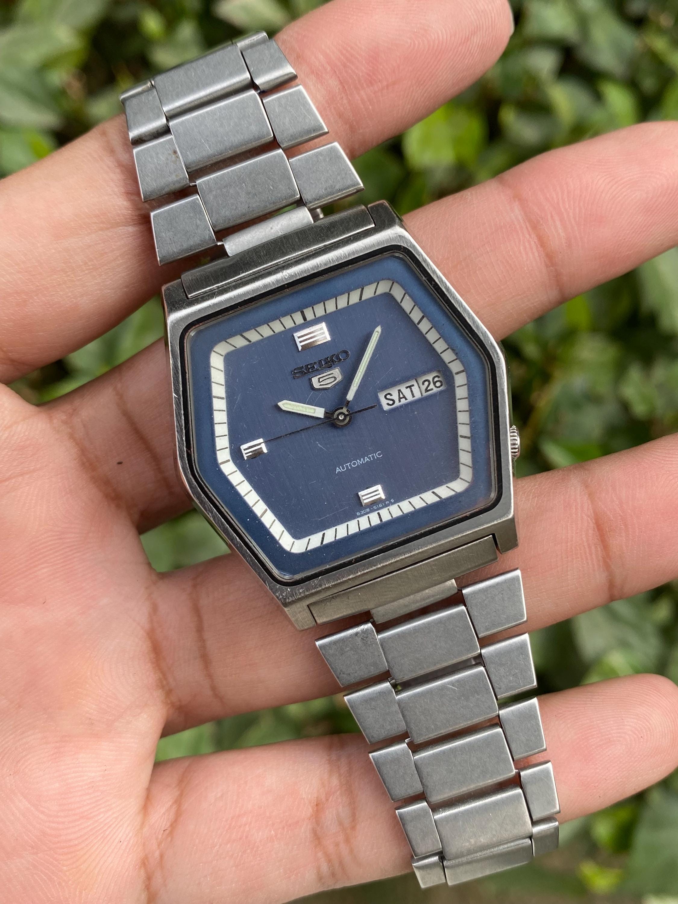 Vintage Rare Seiko 5 Automatic 6309-513A Day/date TV Shape Good