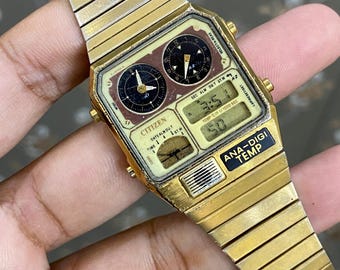 RARE Citizen Ana Digi Temp Quartz Digital Men's Watch Excellent